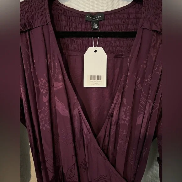 NWT Anthropologie Wrap Dress Eggplant Purple Color Women’s Sizes Med And Small - Picture 5 of 11